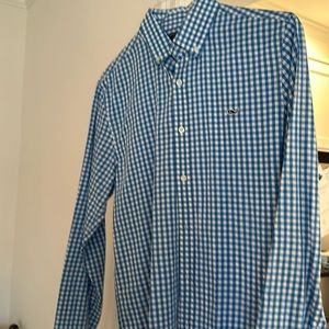 Vineyard Vine. Slim Fit Whale Shirt. Blue Gingham. Like New.